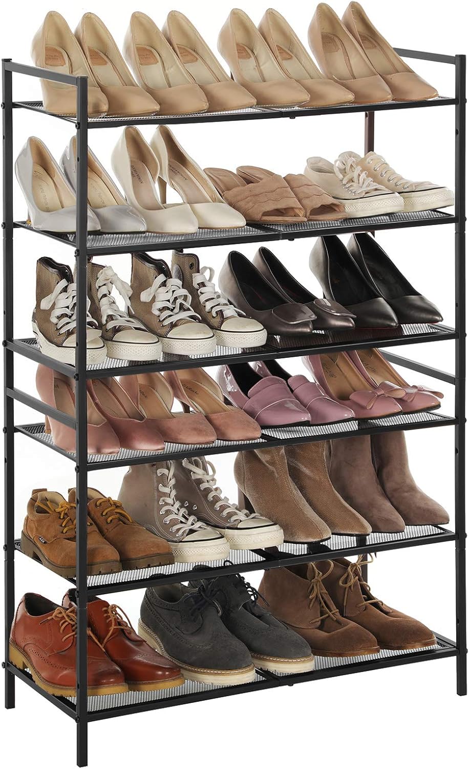 SONGMICS Etajera pantofi 3 niveluri, metalica, suprapozabila, 68x30x53 cm, negru