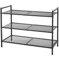 SONGMICS Etajera pantofi 3 niveluri, metalica, suprapozabila, 68x30x53 cm, negru