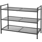 SONGMICS Etajera pantofi 3 niveluri, metalica, suprapozabila, 68x30x53 cm, negru