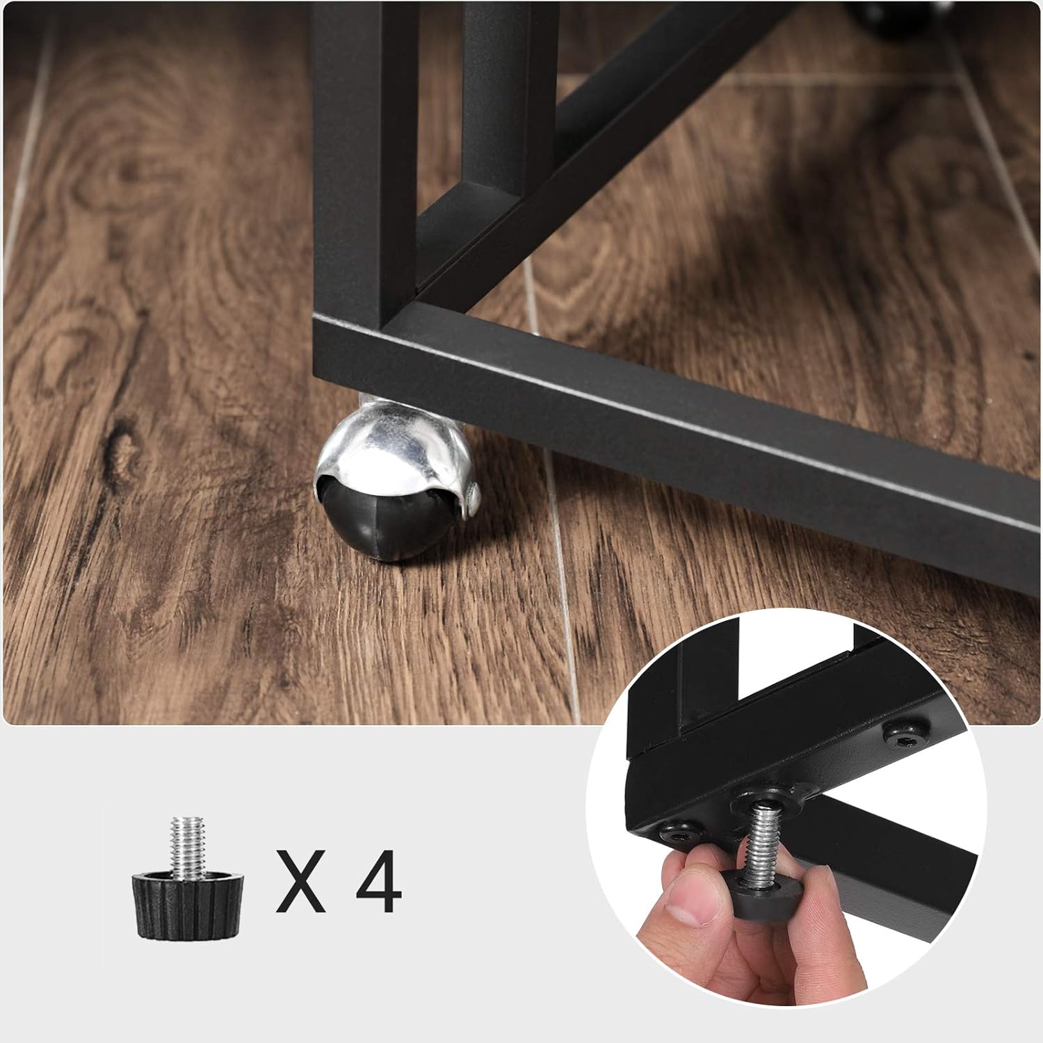 VASAGLE Masuta cafea laterala cu roti detasabile, blat PAL si cadru metalic, 35x50x60 cm, stejar gri