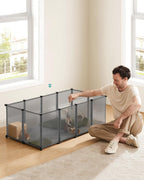 SONGMICS Tarc modular pentru animale mici, ABS, configurabil, 125x63x42 cm, gri