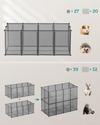 SONGMICS Tarc modular pentru animale mici, ABS, configurabil, 125x63x42 cm, gri