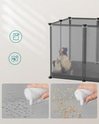 SONGMICS Tarc modular pentru animale mici, ABS, configurabil, 125x63x42 cm, gri