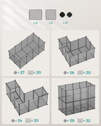 SONGMICS Tarc modular pentru animale mici, ABS, configurabil, 125x63x42 cm, gri