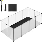 SONGMICS Tarc animale mici modular cu placi de baza si covoras impermeabil, 143x73x46 cm, transparent
