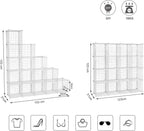 SONGMICS Organizator cu 16 cuburi modulare de depozitare, configurabil, metalic, 123x31x123cm, alb