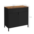 SONGMICS Dulap de depozitare 80x40x76 cm, negru si maro rustic, stil industrial, otel si PAL, cu 2 usi, 1 sertar si panou perforat