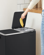 SONGMICS Cos de gunoi din inox cu 2 compartimente colectare selectiva, cu galeti interioare, 2x24 litri, negru