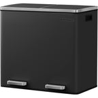 SONGMICS Cos de gunoi din inox cu 2 compartimente colectare selectiva, cu galeti interioare, 2x24 litri, negru