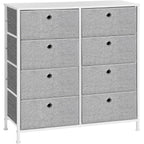 SONGMICS Comoda cu 8 sertare din material textil, cadru metalic si blat MDF, 80x30x81 cm, gri si alb