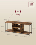 VASAGLE Comoda TV pentru televizoare pana la 65 inch, cadru metal, stil industrial, 147x40x50 cm, maro rustic