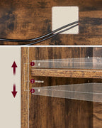 VASAGLE Comoda TV pentru televizoare pana la 65 inch, cadru metal, stil industrial, 147x40x50 cm, maro rustic