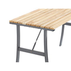 Masa de gradina cu cadru metalic si blat din lemn impregnat, 120x60x71 cm, natur