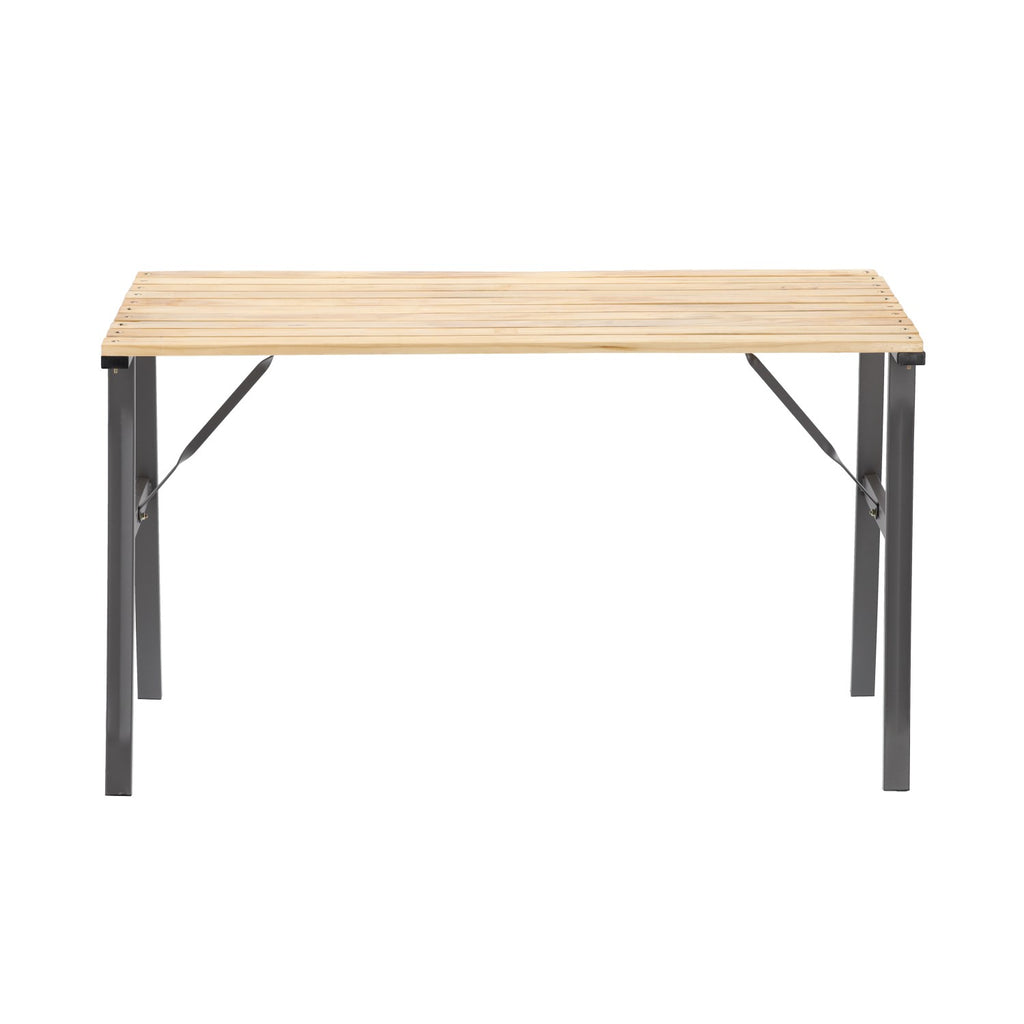 Masa de gradina cu cadru metalic si blat din lemn impregnat, 120x60x71 cm, natur