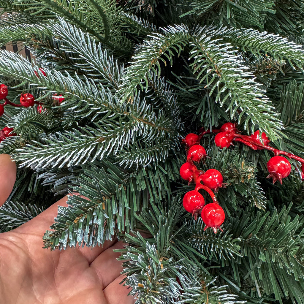 Brad artificial , Miahelene Elite, verde nins cu merisoare, mix 2D+3D, 180 cm