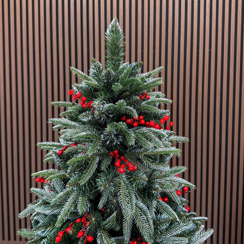 Brad artificial , Miahelene Elite, verde nins cu merisoare, mix 2D+3D, 180 cm