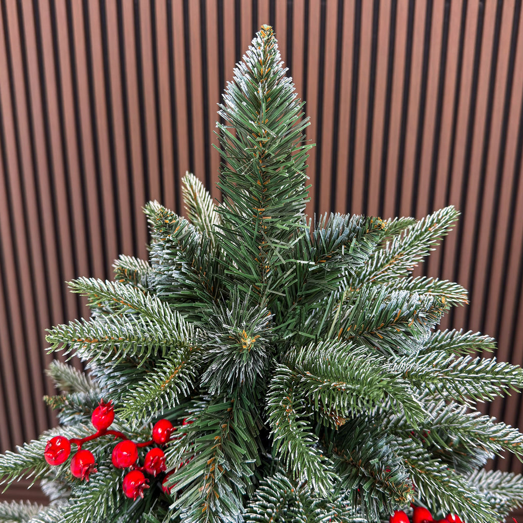 Brad artificial , Miahelene Elite, verde nins cu merisoare, mix 2D+3D, 180 cm