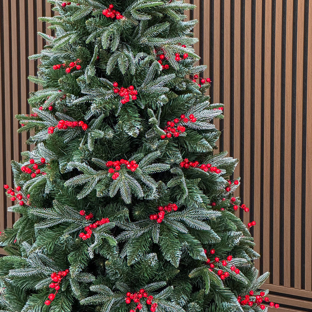 Brad artificial , Miahelene Elite, verde nins cu merisoare, mix 2D+3D, 180 cm