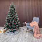 Brad artificial , Miahelene Elite, verde nins cu merisoare, mix 2D+3D, 220 cm
