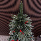 Brad artificial , Miahelene Elite, verde nins cu merisoare, mix 2D+3D, 220 cm