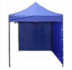 Cort tip pavilion cu 3 pereti laterali, structura solida otel si acoperis impermeabil PVC, 3x3 m cu inaltime reglabila, albastru