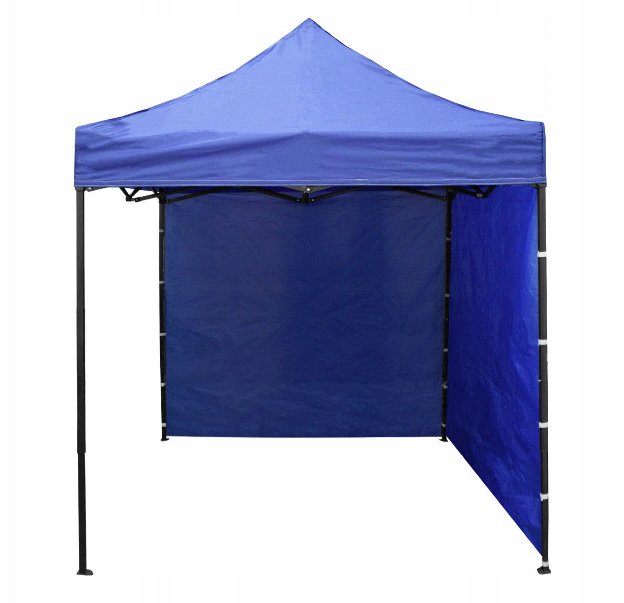 Cort tip pavilion cu 3 pereti laterali, structura solida otel si acoperis impermeabil PVC, 3x3 m cu inaltime reglabila, albastru