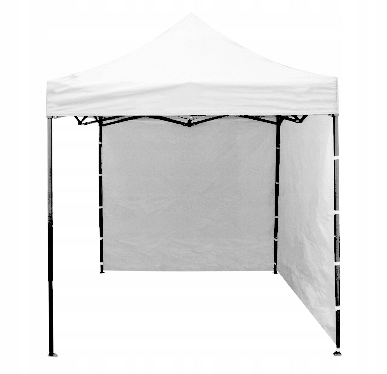 Cort tip pavilion cu 3 pereti laterali, structura solida otel si acoperis impermeabil PVC, 3x3 m cu inaltime reglabila, alb