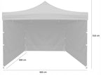 Cort tip pavilion cu 3 pereti laterali, structura solida otel si acoperis impermeabil PVC, 3x3 m cu inaltime reglabila, alb