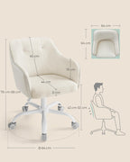 SONGMICS Scaun birou rotativ, reglabil pe inaltime, material sherpa si PU, cadru otel, 64x64x78-88cm, bej