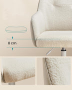 SONGMICS Scaun birou rotativ, reglabil pe inaltime, material sherpa si PU, cadru otel, 64x64x78-88cm, bej