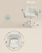 SONGMICS Scaun birou rotativ, reglabil pe inaltime, material sherpa si PU, cadru otel, 64x64x78-88cm, bej