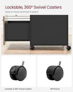 VASAGLE Dulap mobil 42x44x69 cm, cu 2 sertare si roti cu frana, compartiment deschis si suport dosare, PAL si otel, gri si negru