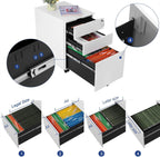 SONGMICS Dulap mobil tip rollbox pentru birouri, din otel, sertar cu sina dosare A4, 39x52x60 cm, alb