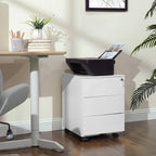 SONGMICS Dulap mobil rollbox pentru birouri, 3 sertare pentru documente, corp pre-asamblat, 45x39x54 cm, alb