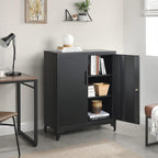 SONGMICS Dulap birou metalic cu 2 usi si sistem de inchidere, multifunctional cu rafturi reglabile, 40x80x90 cm, negru