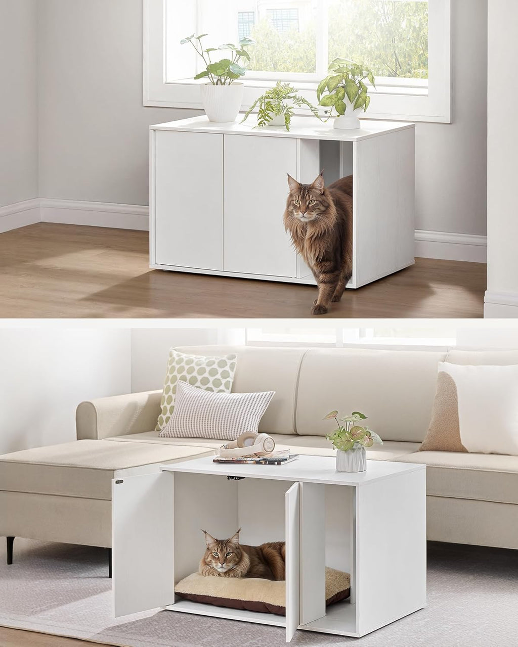 SONGMICS Dulap pentru litiera pisici, montaj rapid fara scule, design minimalist, PAL, 80x50x50 cm, alb