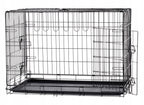 Cusca metalica pliabila pentru animale, cu maner si tava detasabila, 107x69x76 cm, negru