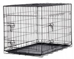 Cusca metalica pliabila pentru animale, cu maner si tava detasabila, 107x69x76 cm, negru