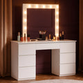 Masa de toaleta si machiaj, cu oglinda LED si 7 sertare, 132x43x152 cm, alb
