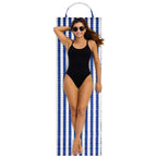 Saltea plaja pliabila din spuma EPE, cu maner si prindere, 180x60x1 cm, albastru cu dungi