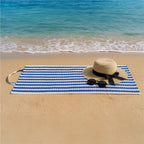 Saltea plaja pliabila din spuma EPE, cu maner si prindere, 180x60x1 cm, albastru cu dungi