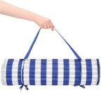 Saltea plaja pliabila din spuma EPE, cu maner si prindere, 180x60x1 cm, albastru cu dungi