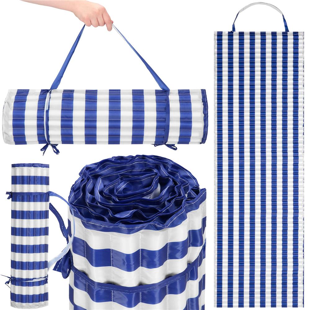 Saltea plaja pliabila din spuma EPE, cu maner si prindere, 180x60x1 cm, albastru cu dungi