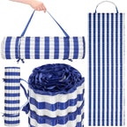 Saltea plaja pliabila din spuma EPE, cu maner si prindere, 180x60x1 cm, albastru cu dungi