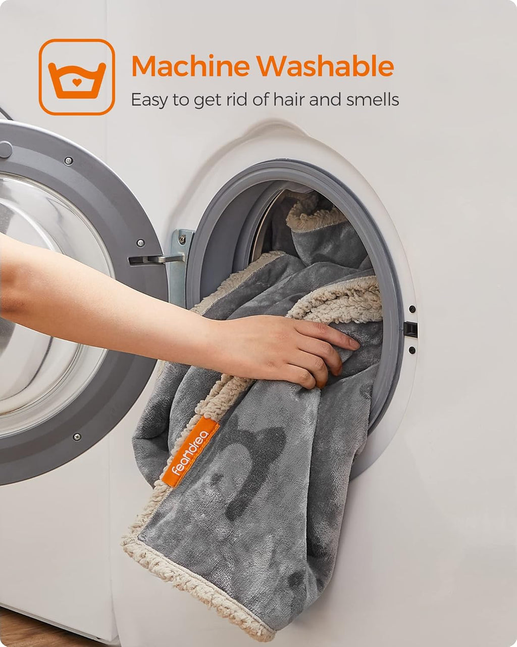 FEANDREA Patura impermeabila pentru caini si pisici, fleece dublu, 101x73 cm, gri