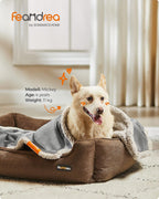 FEANDREA Patura impermeabila pentru caini si pisici, fleece dublu, 101x73 cm, gri