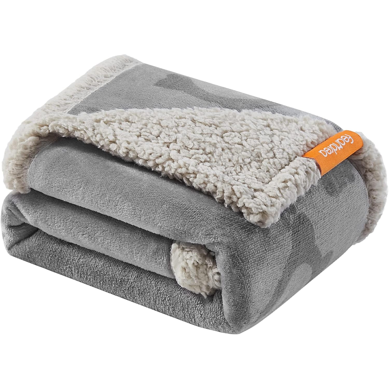 FEANDREA Patura impermeabila pentru caini si pisici, fleece dublu, 101x73 cm, gri