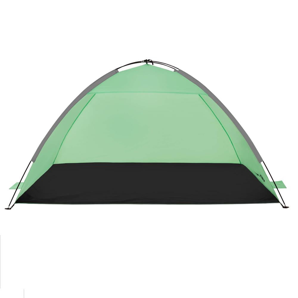 Cort plaja XXL semi-inchis cu protectie UV, podea izolanta, 210x120x112 cm, verde