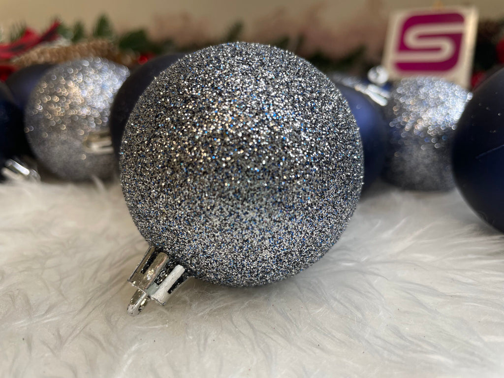 Set globuri de Craciun, 30 bucati, 3 modele, 4/5/6cm, albastru deschis