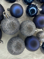 Set globuri de Craciun, 30 bucati, 3 modele, 4/5/6cm, albastru deschis